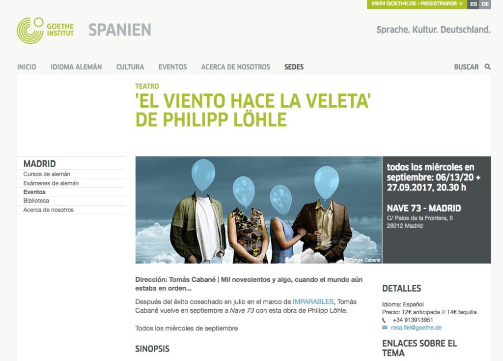 El Instituto Goethe reúne toda la info sobre nuestro&nbsp;montaje