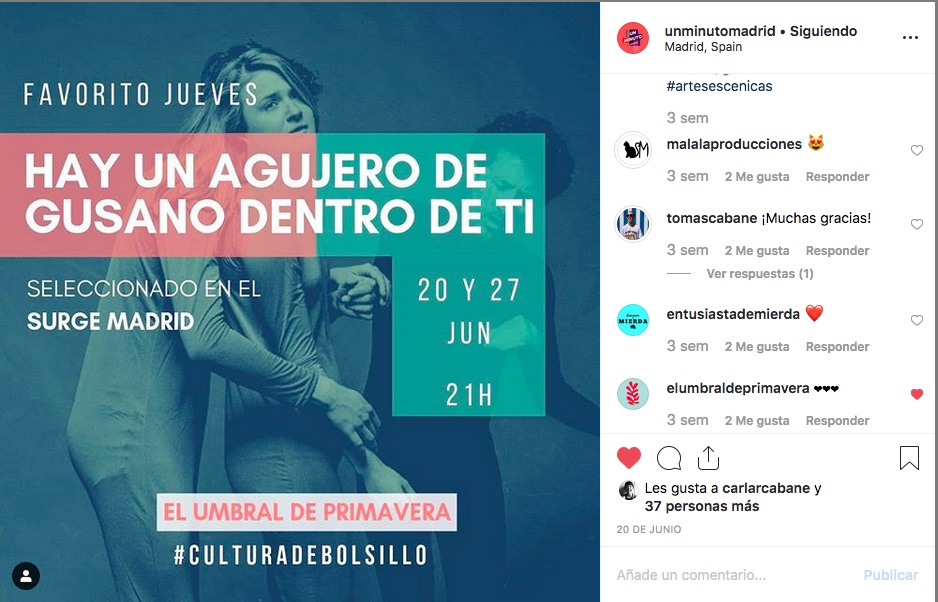 Un Minuto Madrid coloca nuestra obra entre los favoritos de la&nbsp;semana