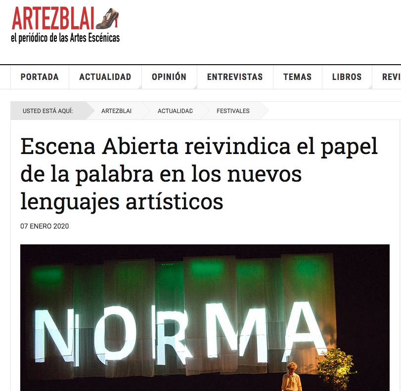ArtezBlai recoge nuestra participación en el festival Escena Abierta&nbsp;2020