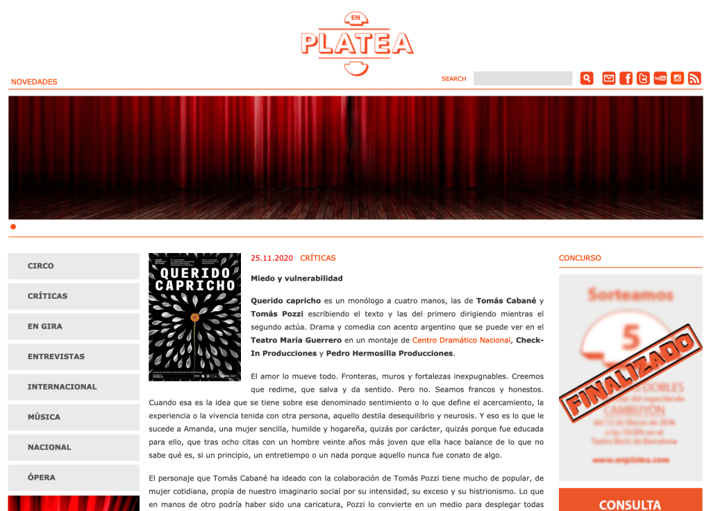 Nueva crítica de «En&nbsp;Platea»