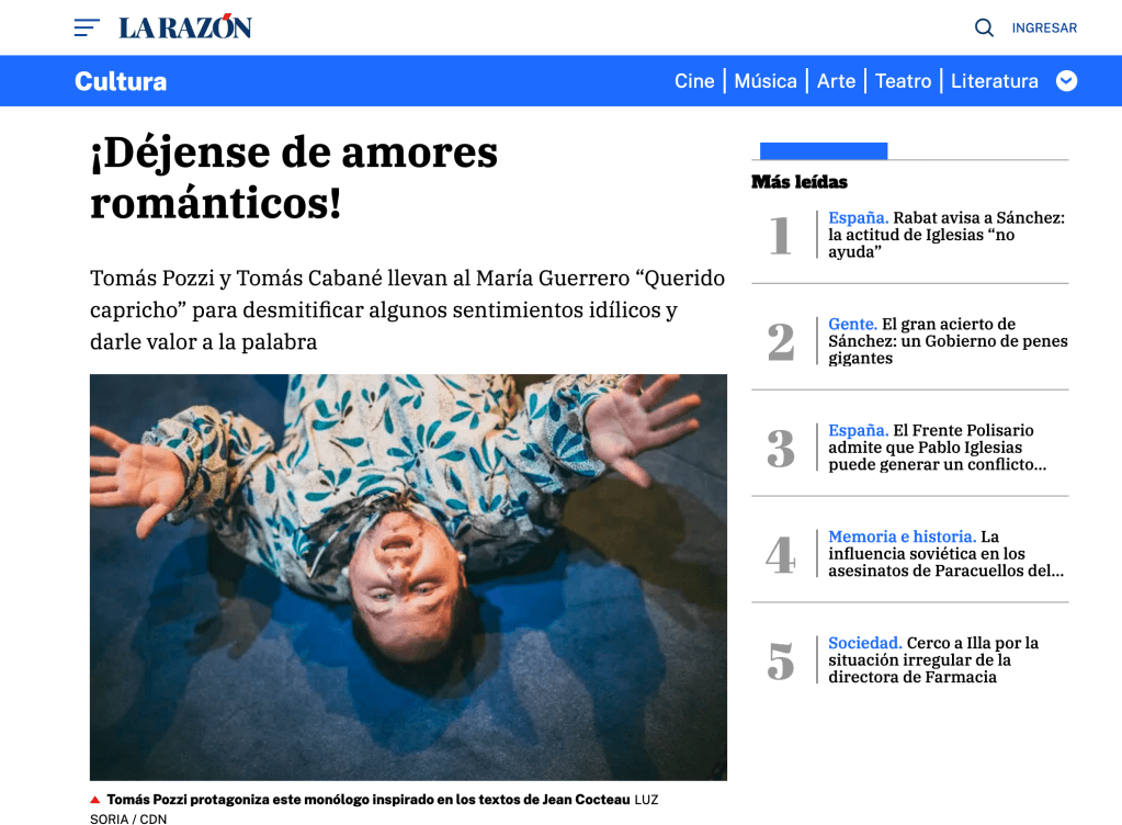La Razón publica sobre «Querido&nbsp;capricho»