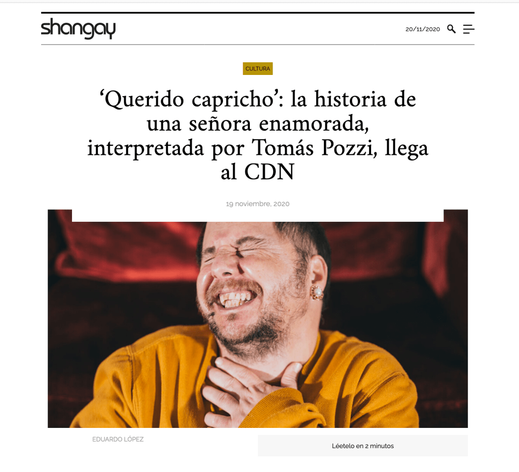 La revista Shangay escribe sobre «Querido&nbsp;capricho»