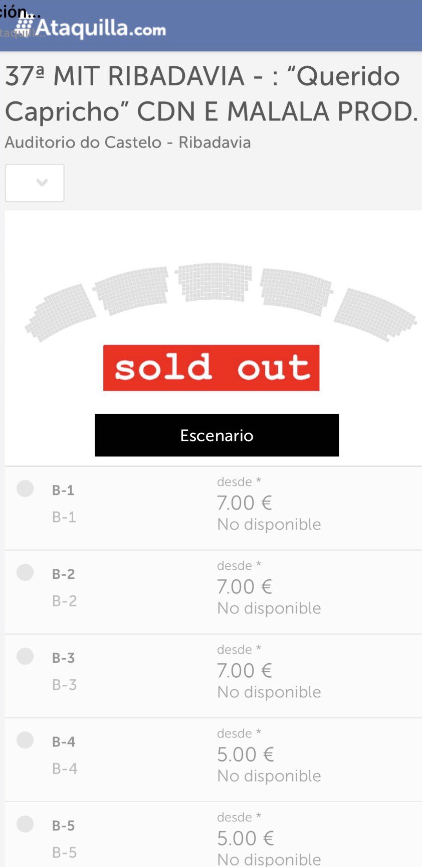 Sold Out en&nbsp;RIBADAVIA