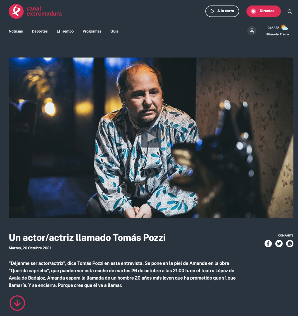 Canal Extremadura entrevista a Tomás&nbsp;Pozzi