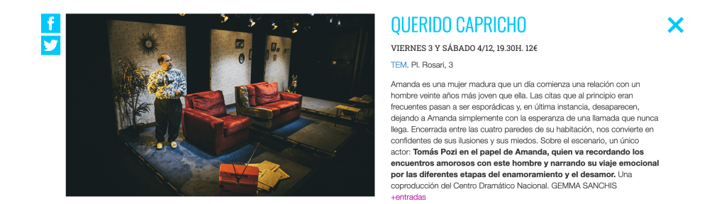 «Querido capricho» en Agenda&nbsp;Urbana